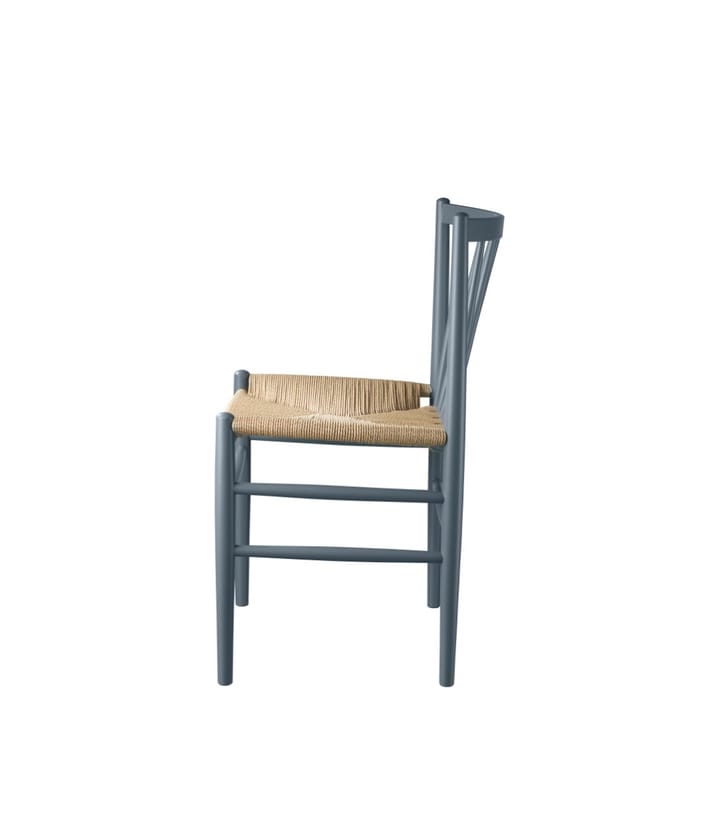 Sedia J80, Faggio verniciato blu grigio-natura FDB Møbler