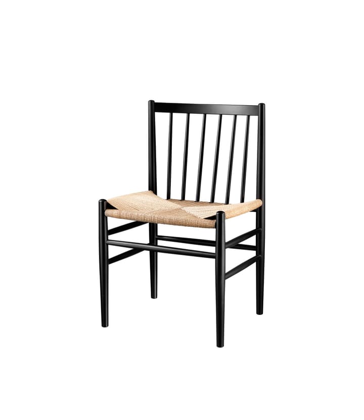 Sedia J80, Faggio verniciato di nero-naturale FDB Møbler