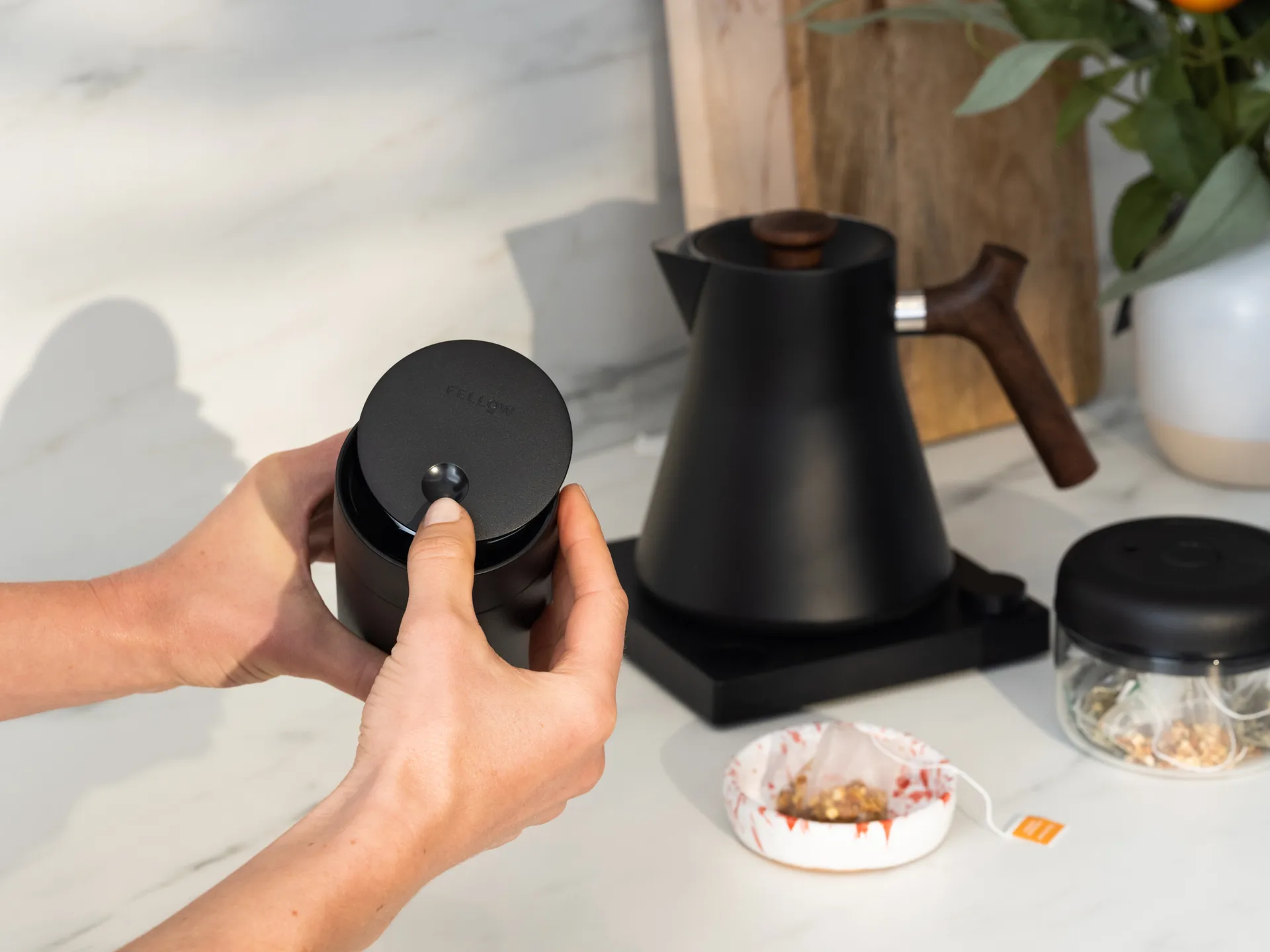 Tazza termica Carter con chiusura a scorrimento 35 cl, Nero opaco Fellow