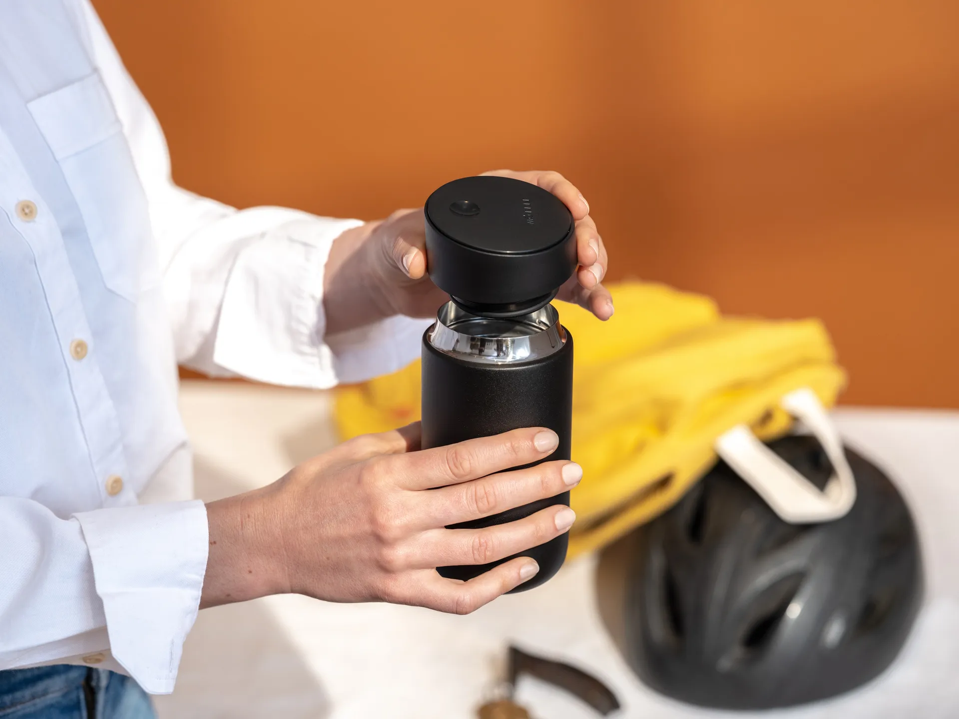 Tazza termica Carter con chiusura a scorrimento 35 cl, Nero opaco Fellow