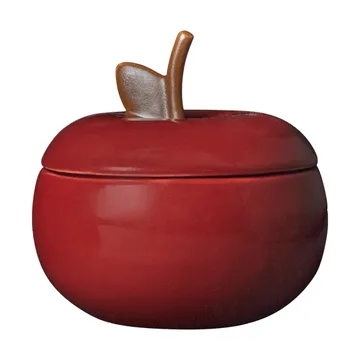 Apple ciotola in ceramica con coperchio - Rosso scuro, Ø9,5 cm - Ferm Living