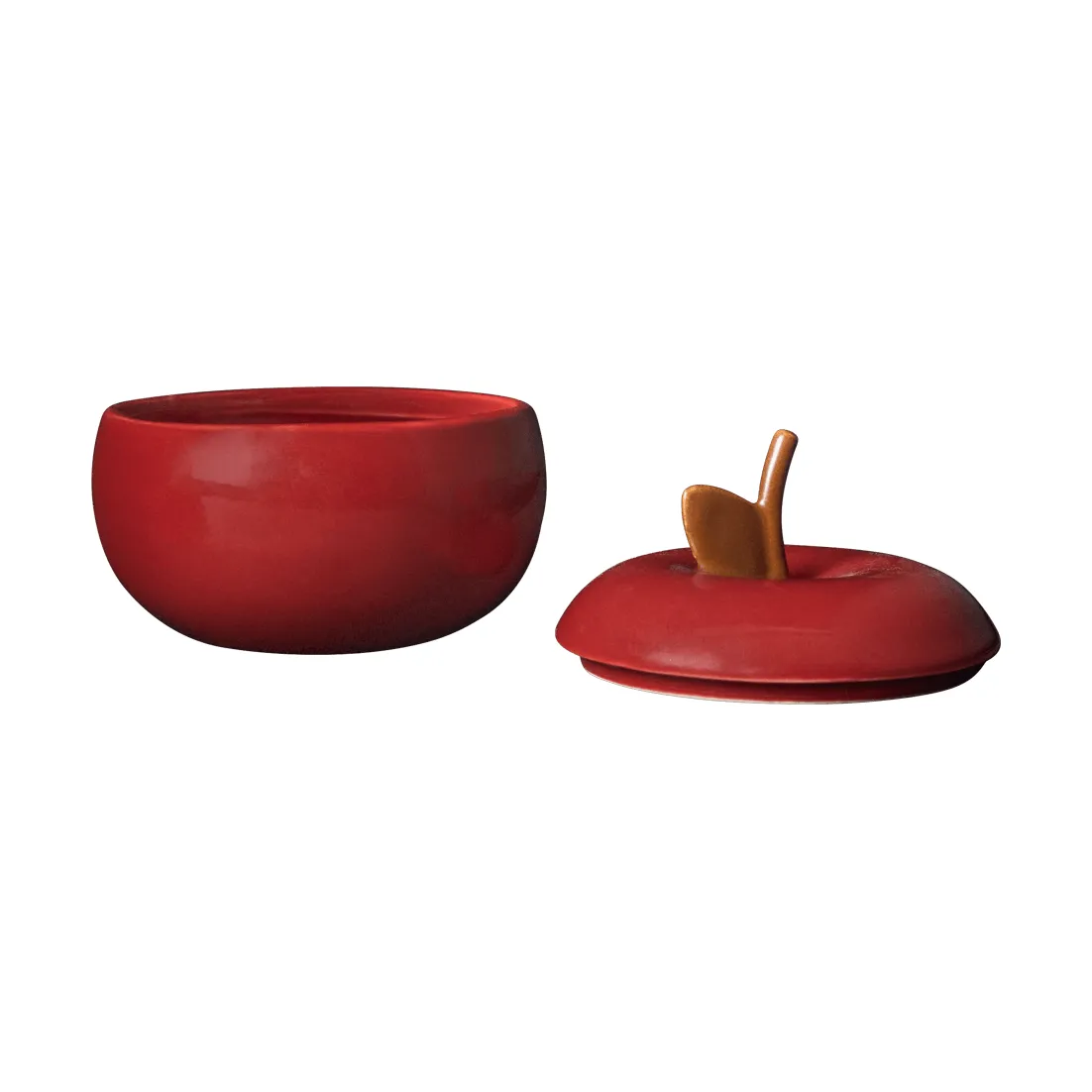 Apple ciotola in ceramica con coperchio, Rosso scuro, Ø9,5 cm Ferm Living