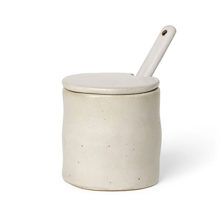 Barattolo con cucchiaio Flow - Off-white speckle - Ferm LIVING