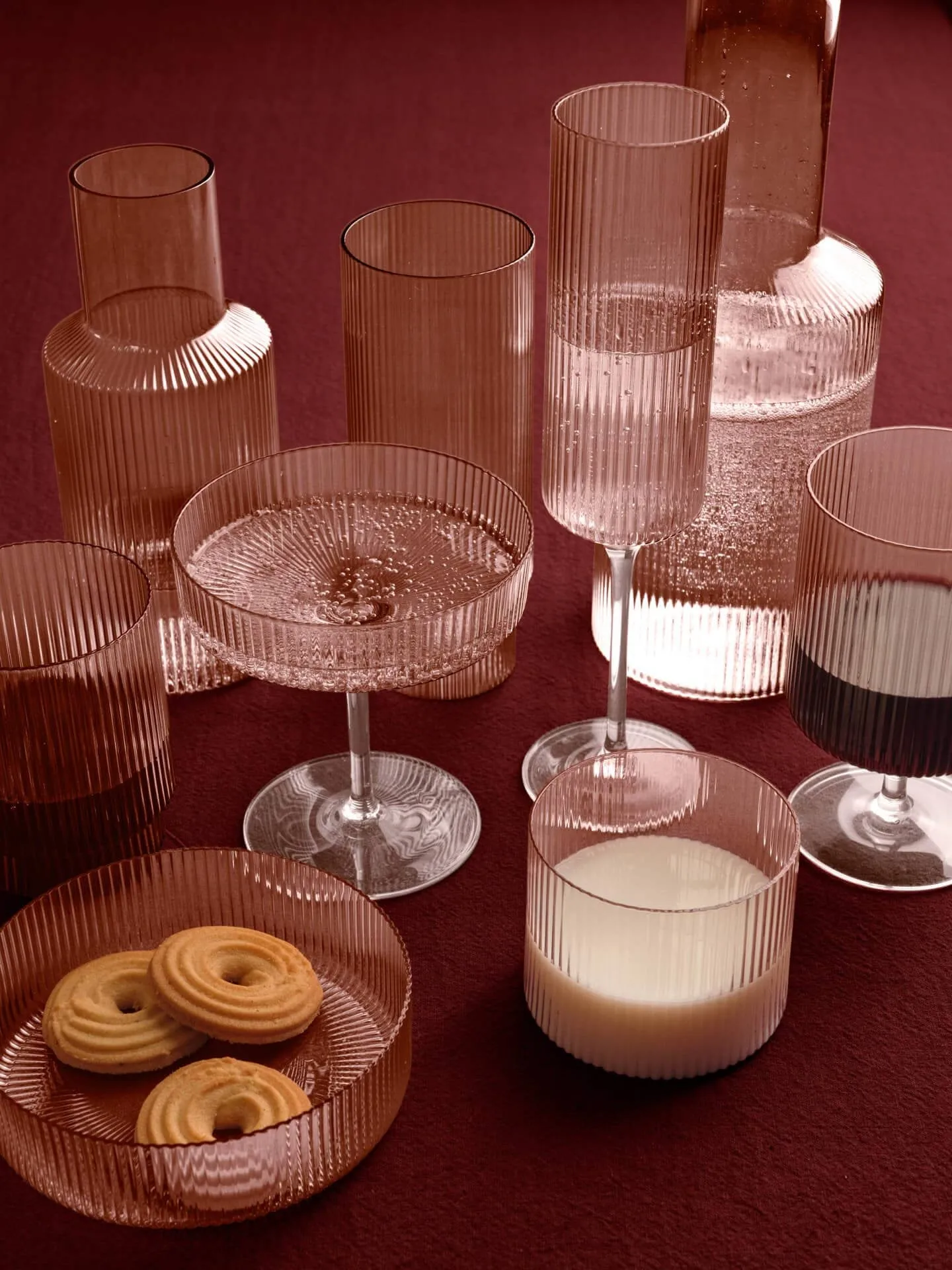 Bicchiere basso Ripple confezione da 4 , Blush Ferm Living