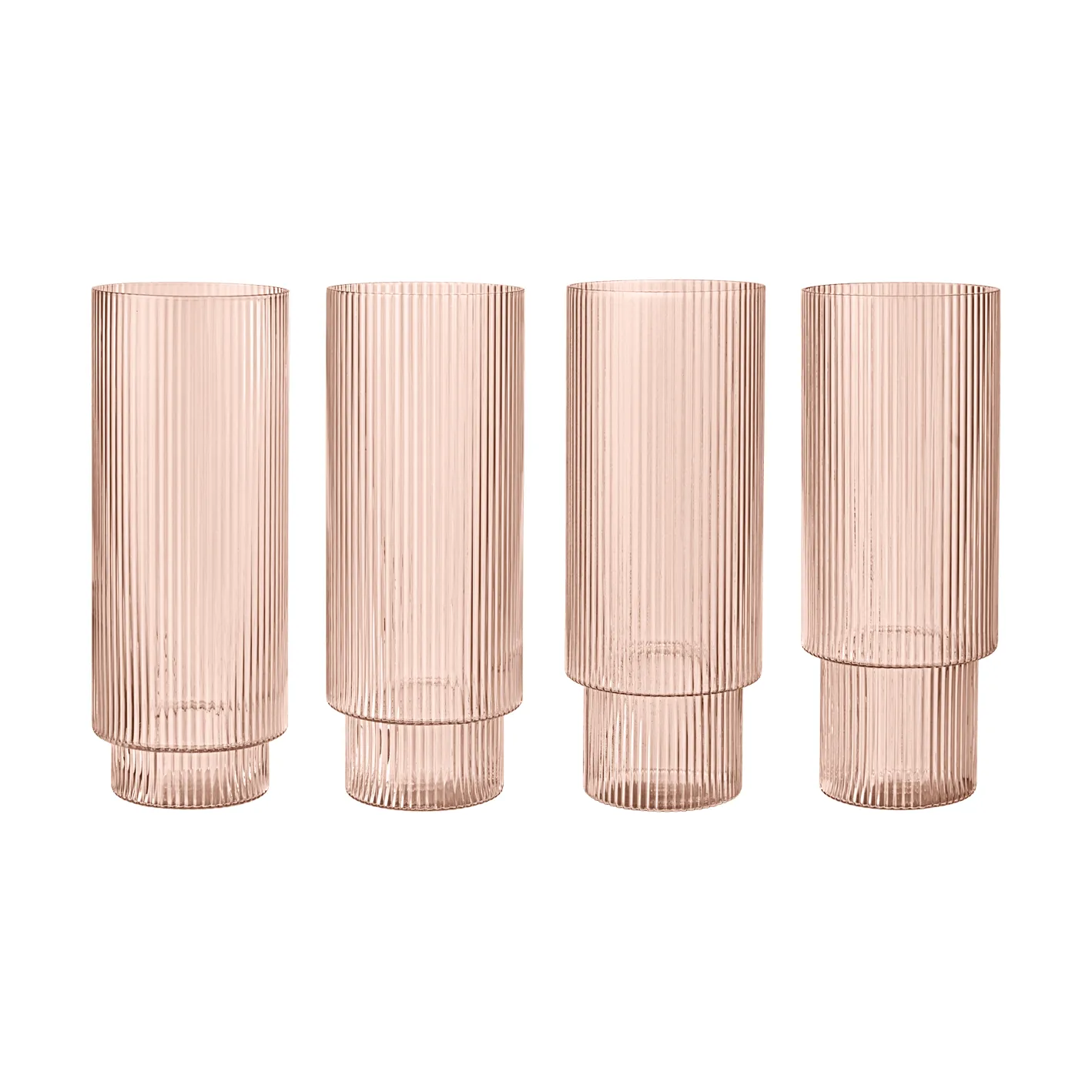 Bicchiere da long drink Ripple confezione da 4, Blush Ferm Living