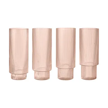 Bicchiere da long drink Ripple confezione da 4 - Blush - Ferm Living