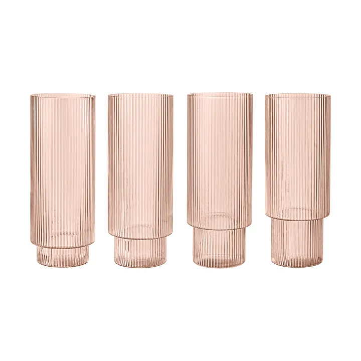 Bicchiere da long drink Ripple confezione da 4 - Blush - Ferm Living