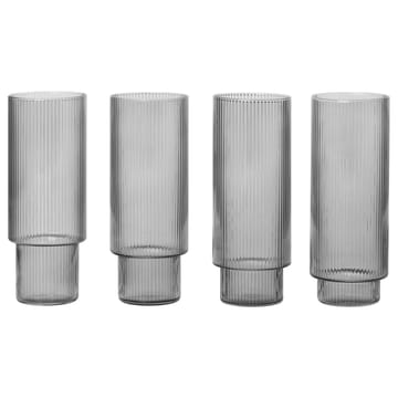 Bicchiere da long drink Ripple confezione da 4 - smoked grey - Ferm Living