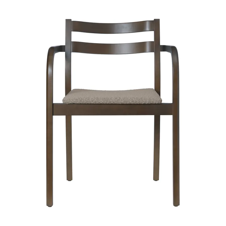 Boda poltrona con braccioli - Seduta imbottita rugged bouclé, dark stained-natural - Ferm Living