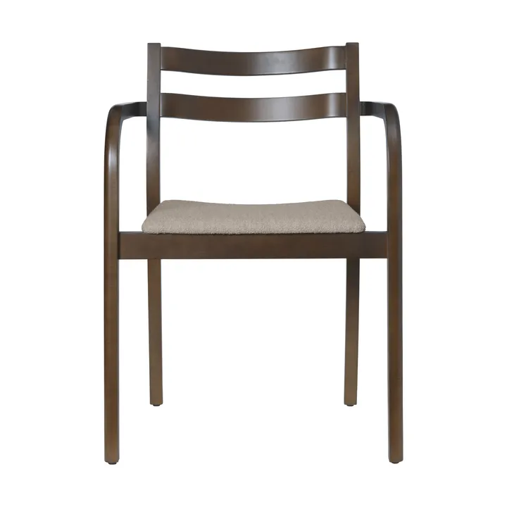 Boda poltrona con braccioli - Seduta imbottita soft bouclé, dark stained beech-natural - Ferm Living