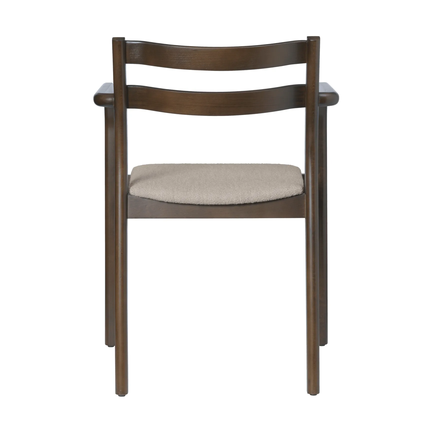 Boda poltrona con braccioli, Seduta imbottita soft bouclé, dark stained beech-natural Ferm Living