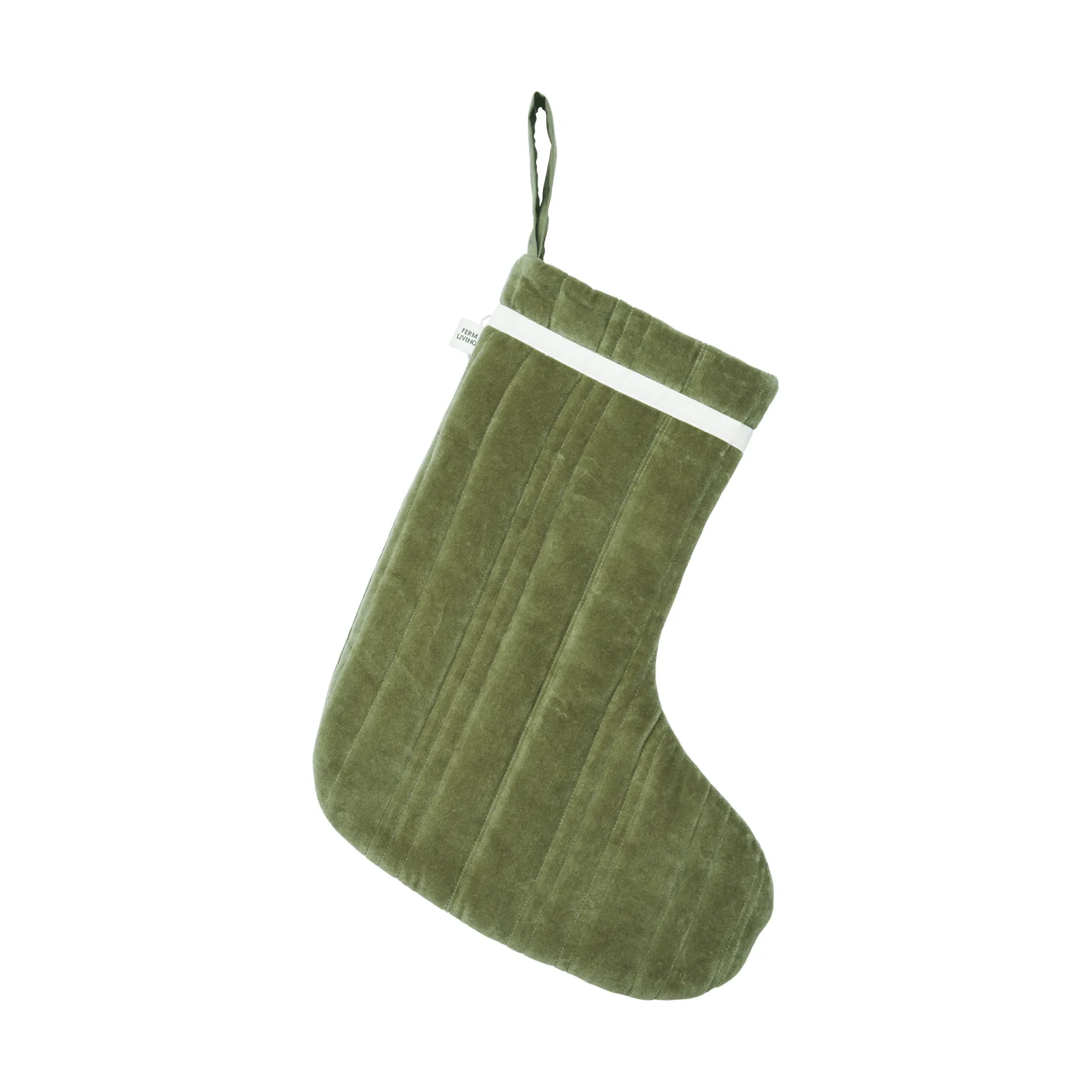 Calza di Natale trapuntata Vari, Velluto-khaki Ferm Living
