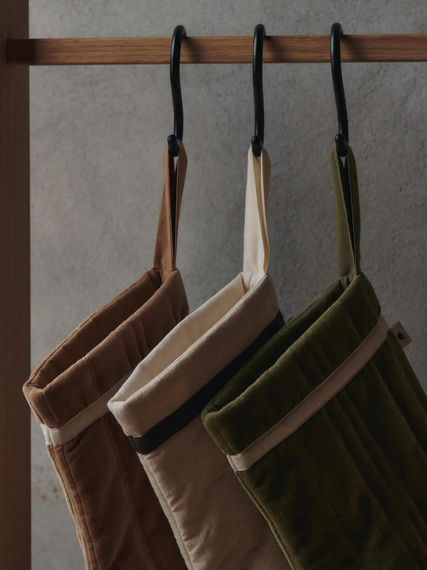 Calza di Natale trapuntata Vari, Velluto-tan Ferm Living