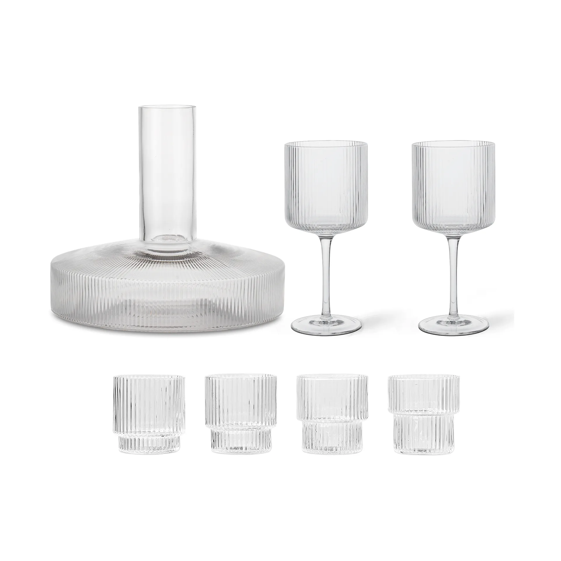 Caraffa e bicchiere Ripple 17 pezzi - Chiaro,  Ferm Living