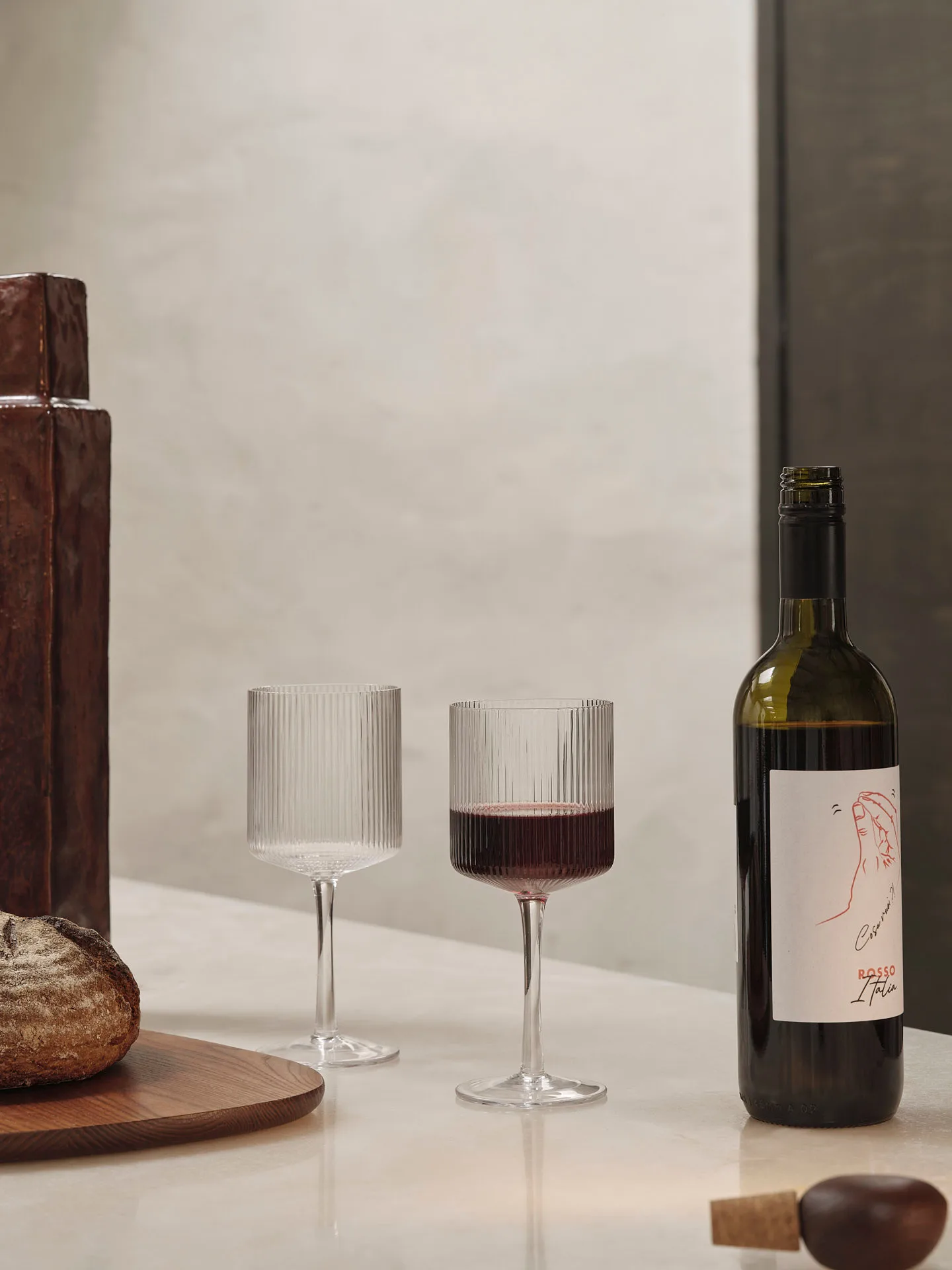 Caraffa e bicchiere Ripple 17 pezzi - Chiaro,  Ferm Living