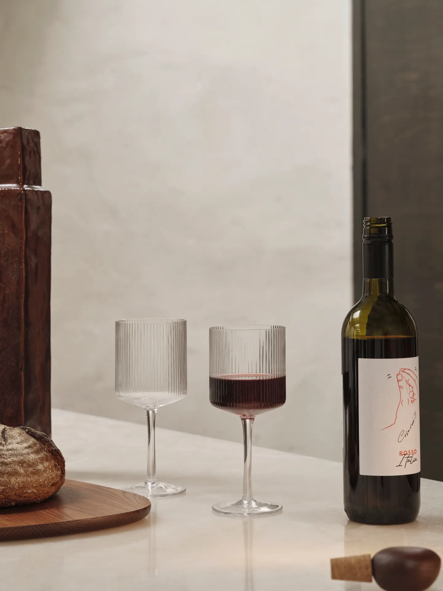 Caraffa e bicchiere Ripple 17 pezzi - Chiaro,  Ferm Living
