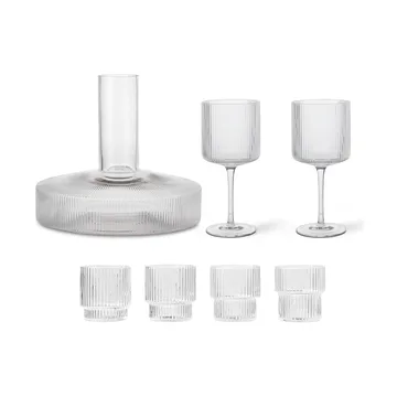 Caraffa e bicchiere Ripple 17 pezzi - Chiaro - Ferm Living