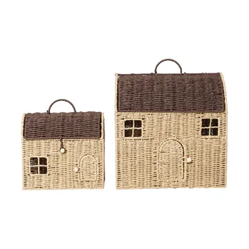 Casu cestini portaoggetti a forma di casa, 2 pezzi - Natural-dark brown - Ferm Living