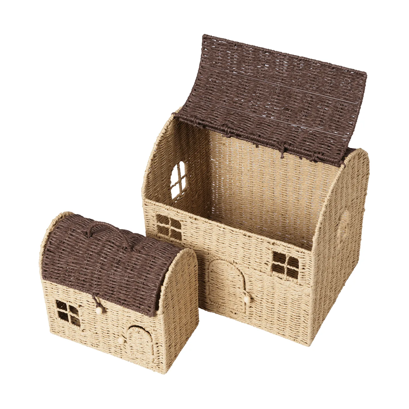 Casu cestini portaoggetti a forma di casa, 2 pezzi, Natural-dark brown Ferm Living