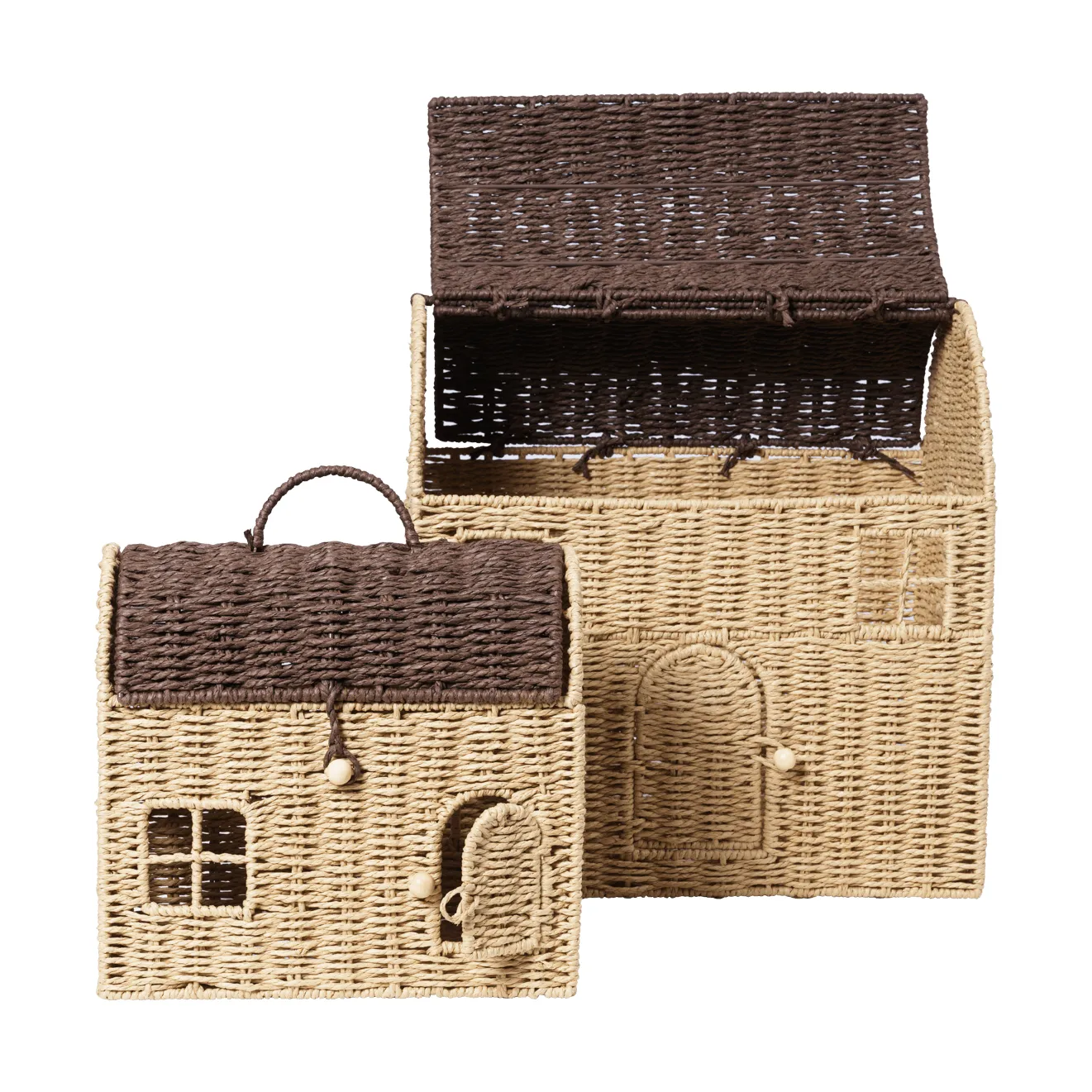 Casu cestini portaoggetti a forma di casa, 2 pezzi, Natural-dark brown Ferm Living
