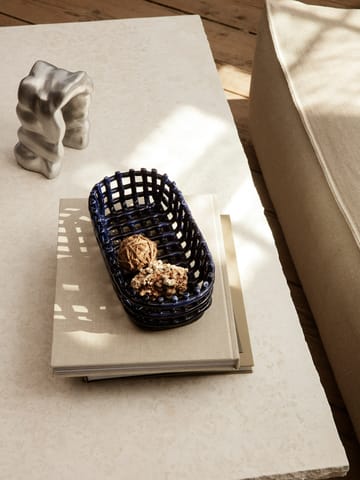 Cestino in ceramica ovale 15x30 cm - Blu - Ferm Living