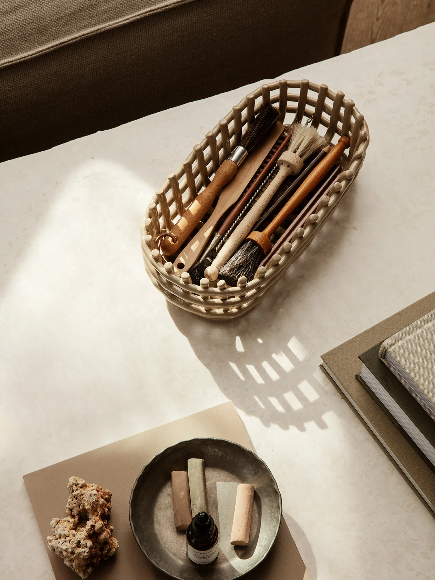 Cestino in ceramica ovale 15x30 cm, Cashmere Ferm Living