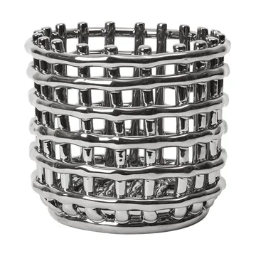 Cestino intrecciato in ceramica Ø 16 cm - Argento - Ferm Living