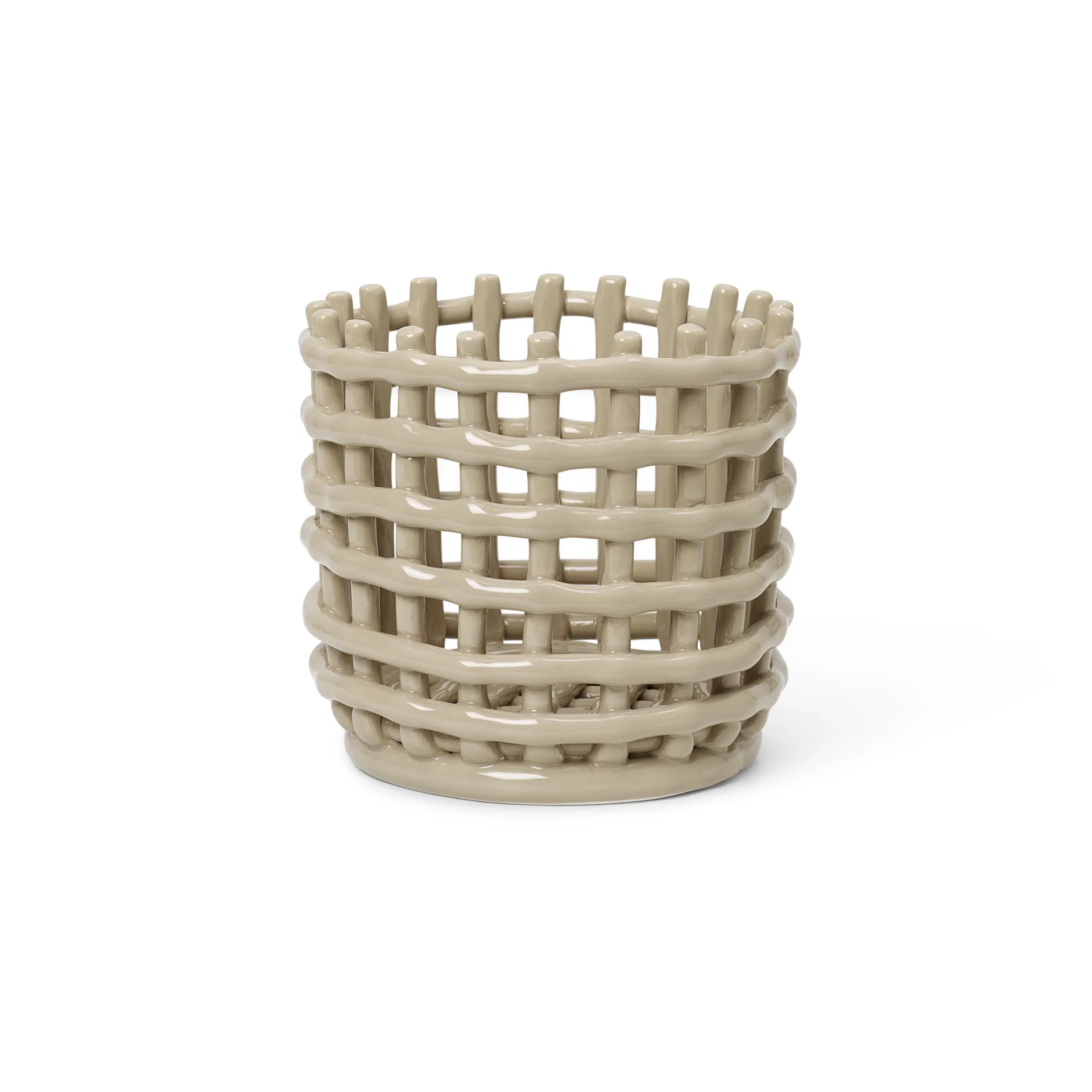 Cestino intrecciato in ceramica Ø 16 cm, cashmere Ferm Living
