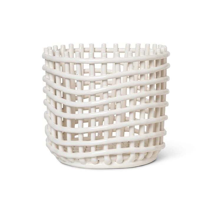 Cestino intrecciato in ceramica Ø 23,5 cm - bianco sporco - Ferm Living