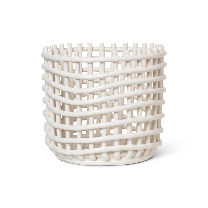 Cestino intrecciato in ceramica Ø 23,5 cm - bianco sporco - ferm LIVING