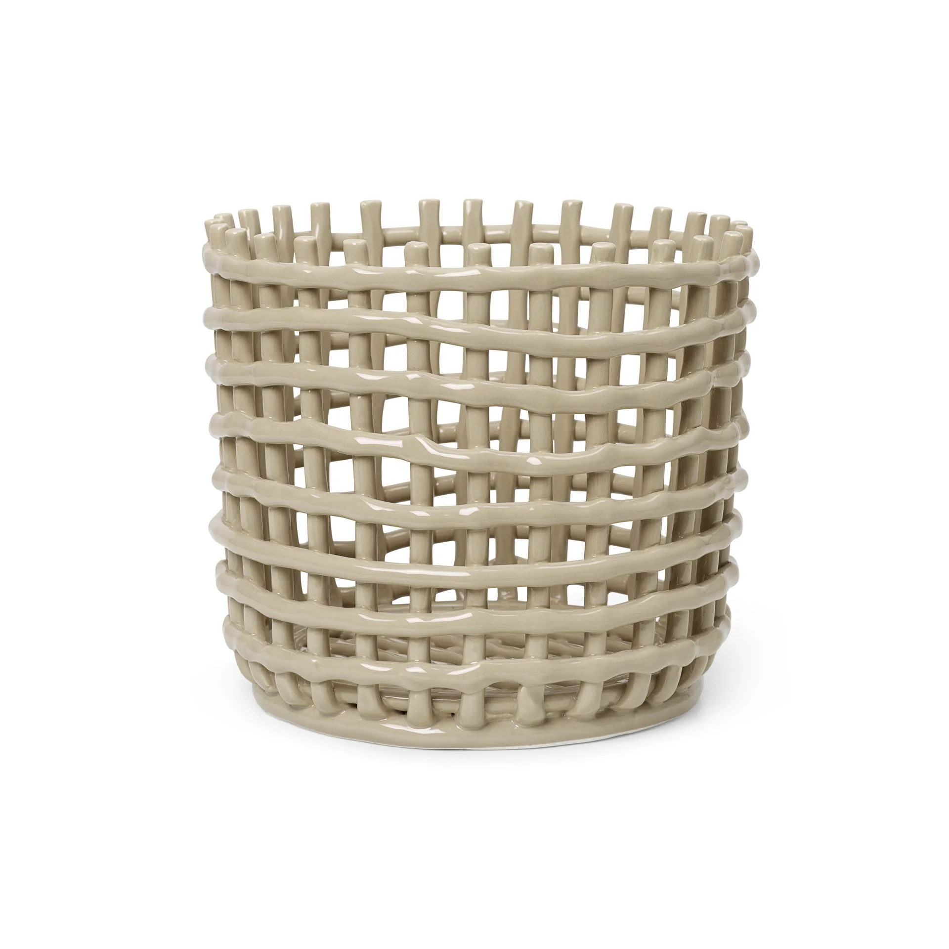 Cestino intrecciato in ceramica Ø 23,5 cm, cashmere Ferm Living