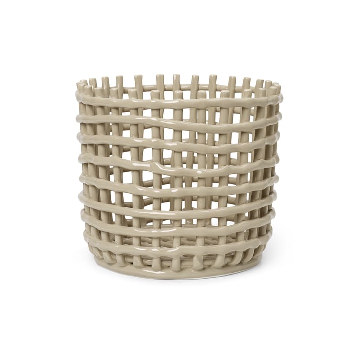 Cestino intrecciato in ceramica Ø 23,5 cm - cashmere - Ferm Living