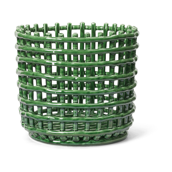 Cestino intrecciato in ceramica Ø 23,5 cm - Emerald Green - Ferm Living