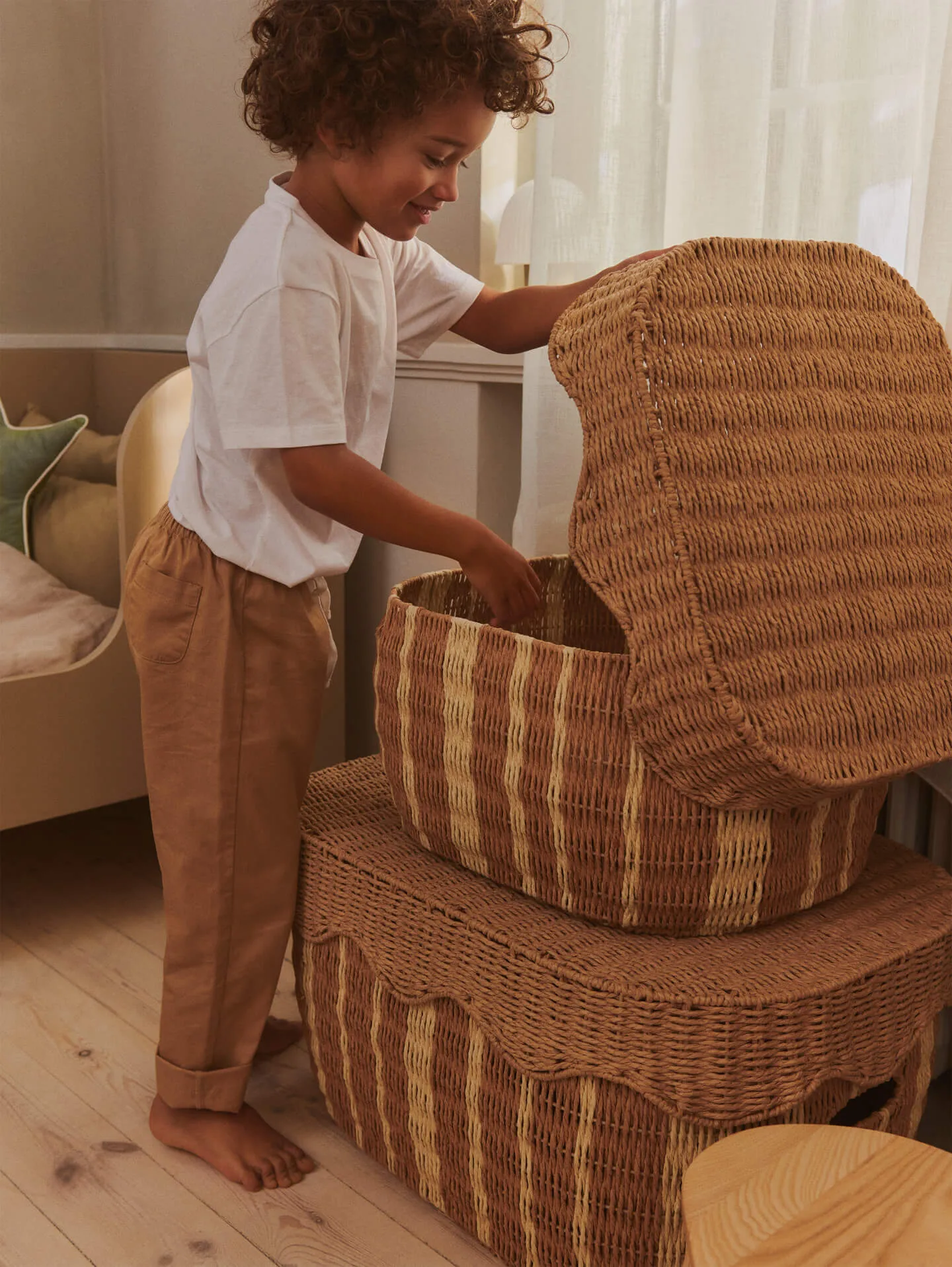 Cestino portaoggetti Rivan 2 pezzi, Natural-off-white Ferm Living