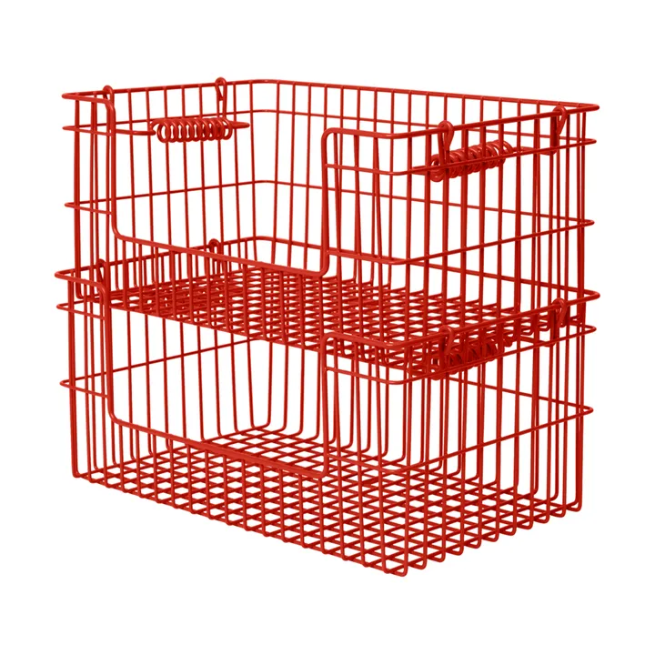Cesto Cala impilabile confezione da 2 - Rosso papavero, 28,7x18x13 cm - Ferm Living