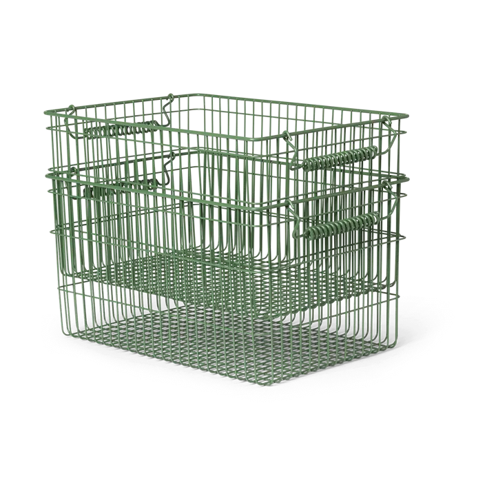 Cesto Cala impilabile confezione da 2 - Verdant green, 36,2x26,2x20,2 cm - Ferm Living