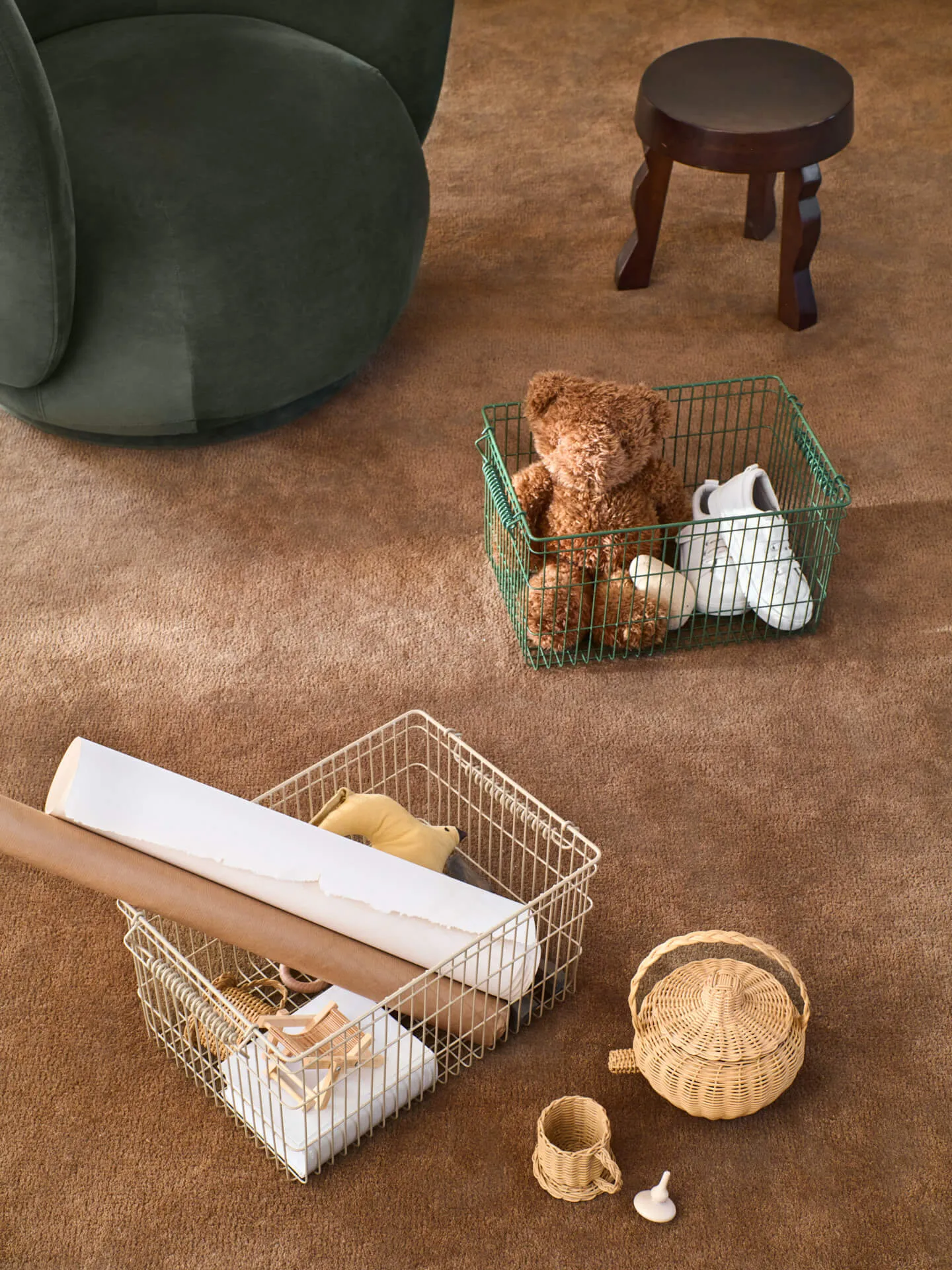 Cesto Cala impilabile confezione da 2, Verdant green, 36,2x26,2x20,2 cm Ferm Living