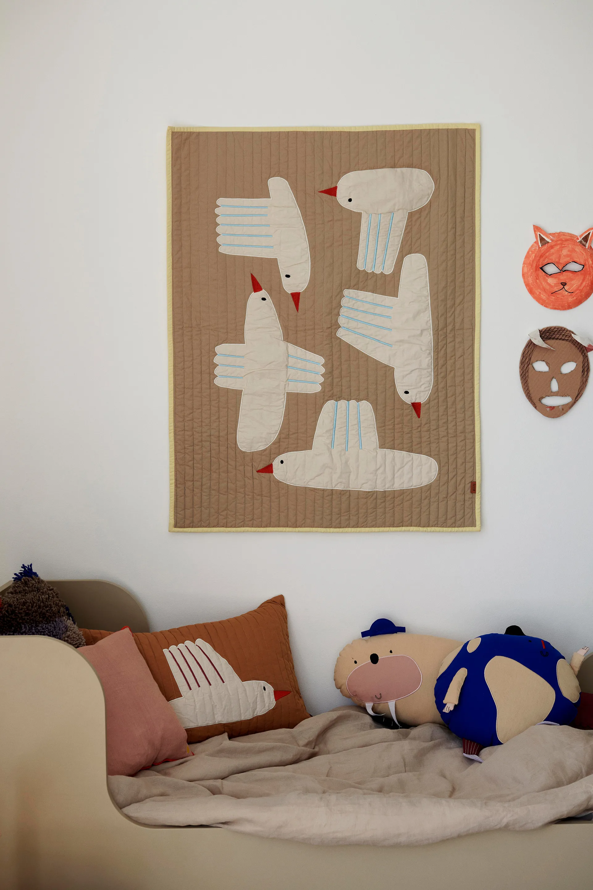 Coperta trapuntata Bird, Beige Ferm Living