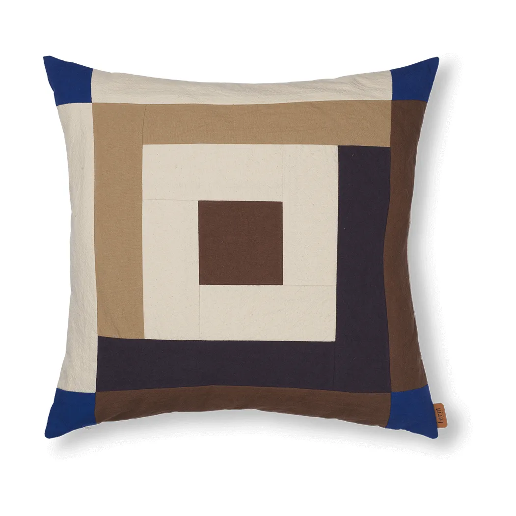 Copricuscino Border patchwork 50x50 cm, Carob brown-bright blue Ferm Living