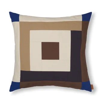 Copricuscino Border patchwork 50x50 cm - Carob brown-bright blue - Ferm Living