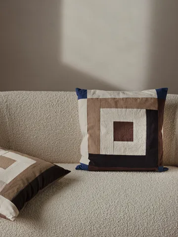 Copricuscino Border patchwork 50x50 cm - Carob brown-bright blue - Ferm Living