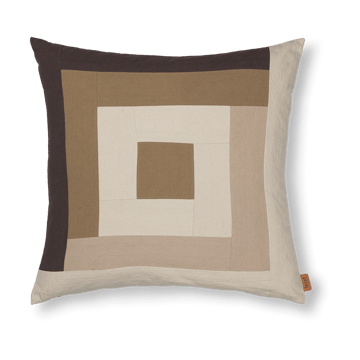 Copricuscino Border patchwork 50x50 cm - Coffee-dark sand - Ferm Living