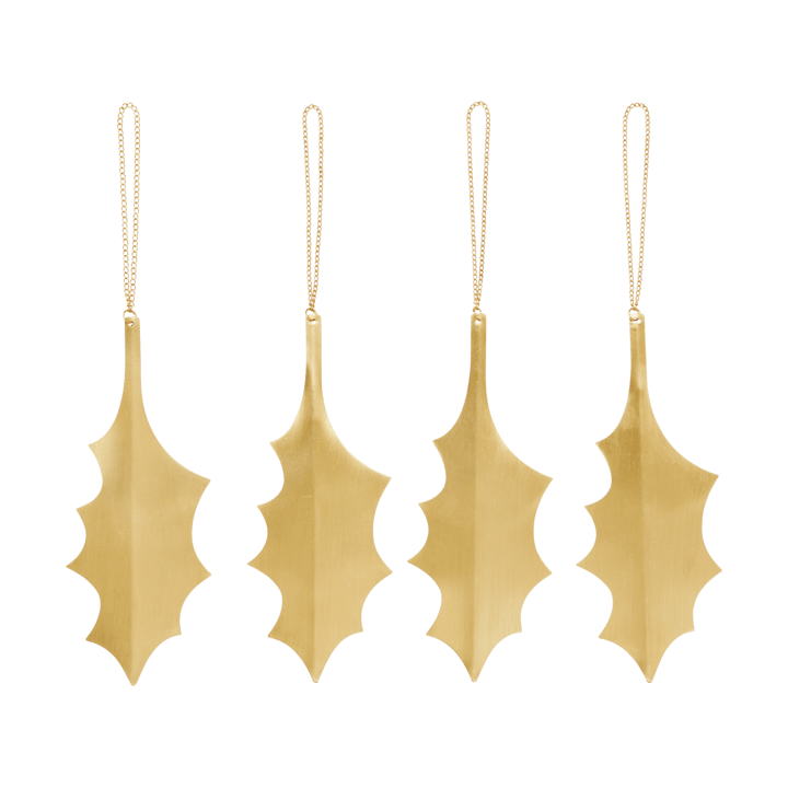 Decorazione Holly leaf 13,5 cm confezione da 4 - Ottone - Ferm Living