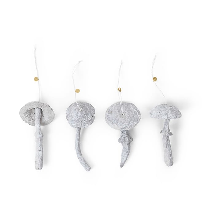 Decorazione natalizia Mushroom Ornament, 4 pezzi - Bianco sbiadito - ferm LIVING