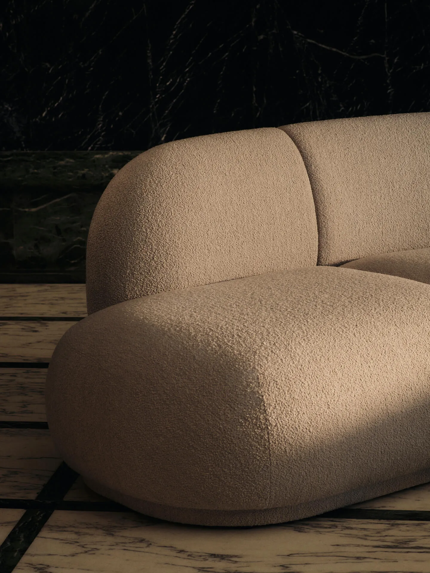 Divano modulare Rico open L, Soft bouclé-natural Ferm Living