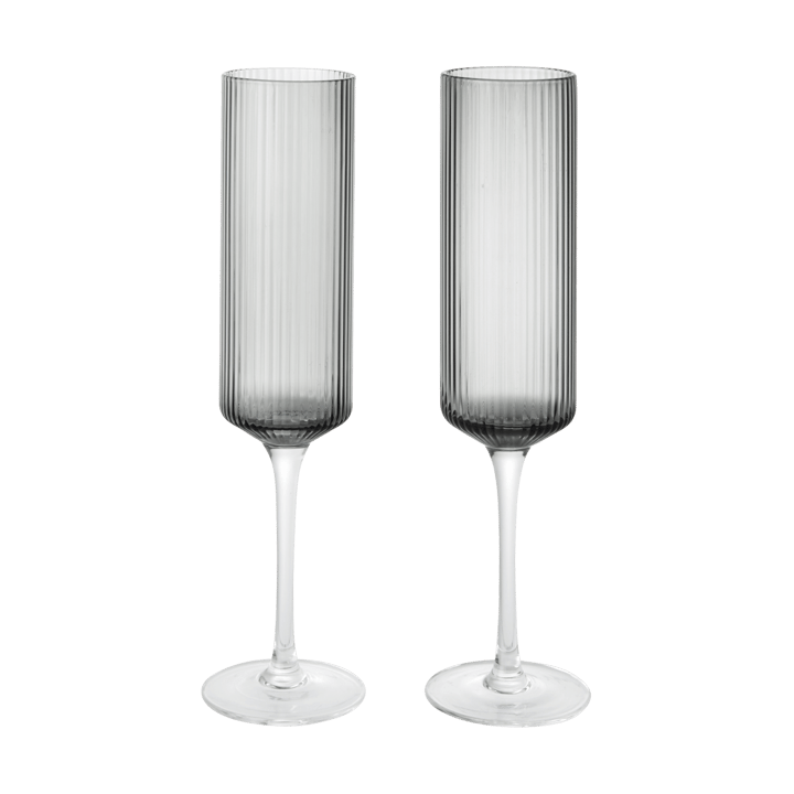 Flute da champagne Ripple 15 cl confezione da 2 - Smoked Grey - Ferm Living