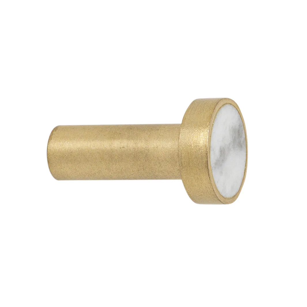 Gancio Stone piccolo, marmo bianco - ottone  Ferm Living