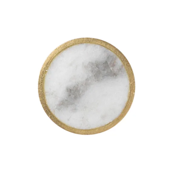 Gancio Stone piccolo, marmo bianco - ottone  Ferm Living