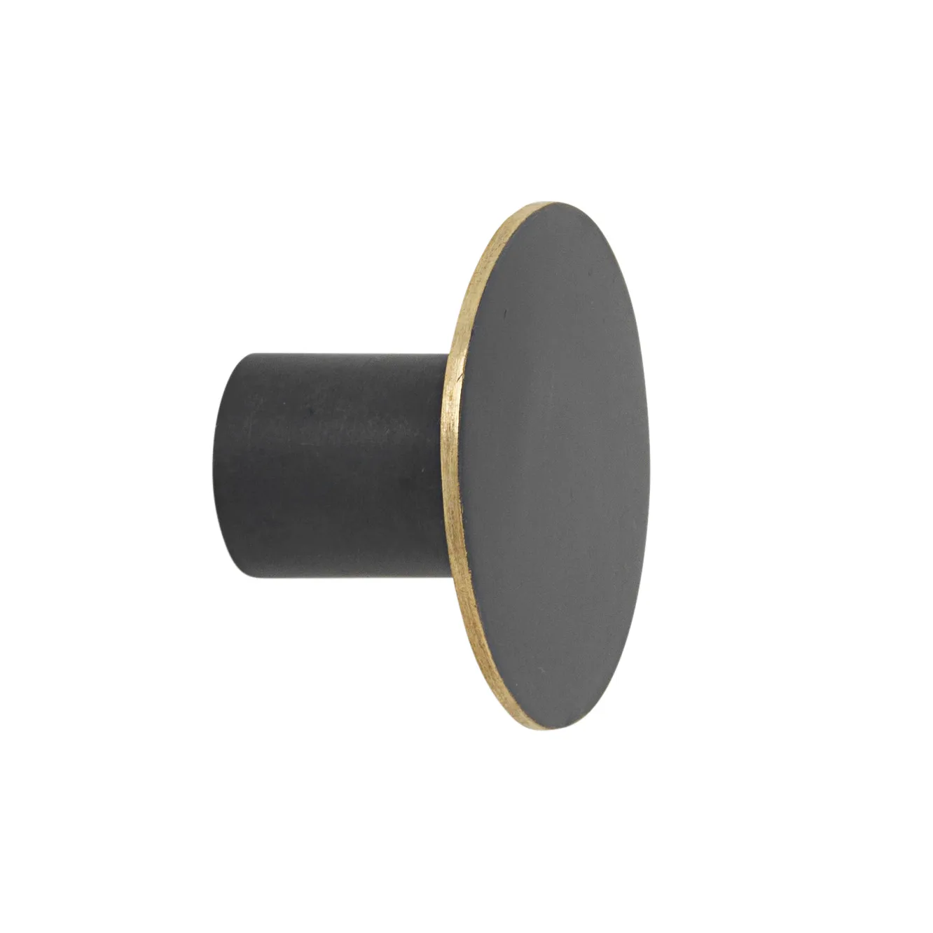 Manopola Flat Circle nero-ottone , Ø4 cm Ferm Living