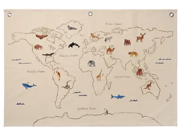 Mappa in tessuto The World - Bianco sporco - Ferm Living